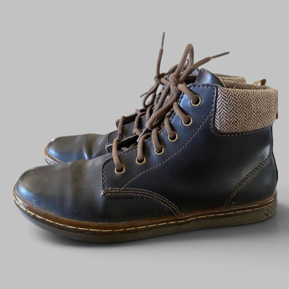 Dr. Martens Maelly Leather Boot Women 8 Lace-Up Herringbone Dark Academia Grunge